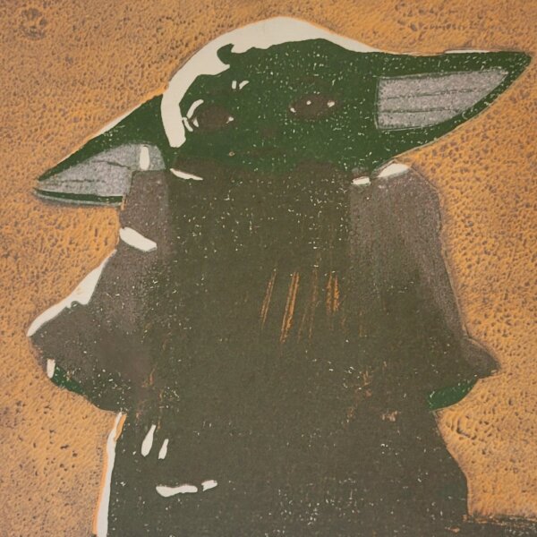 Leonhard Wacher - Baby Yoda - 2020 - Farblinolschnitt